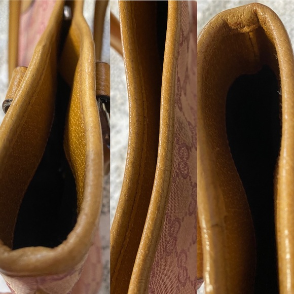 AUTHENTIC GUCCI LIGHT PINK CANVAS GG BODY LEATHER - Picture 3 of 16